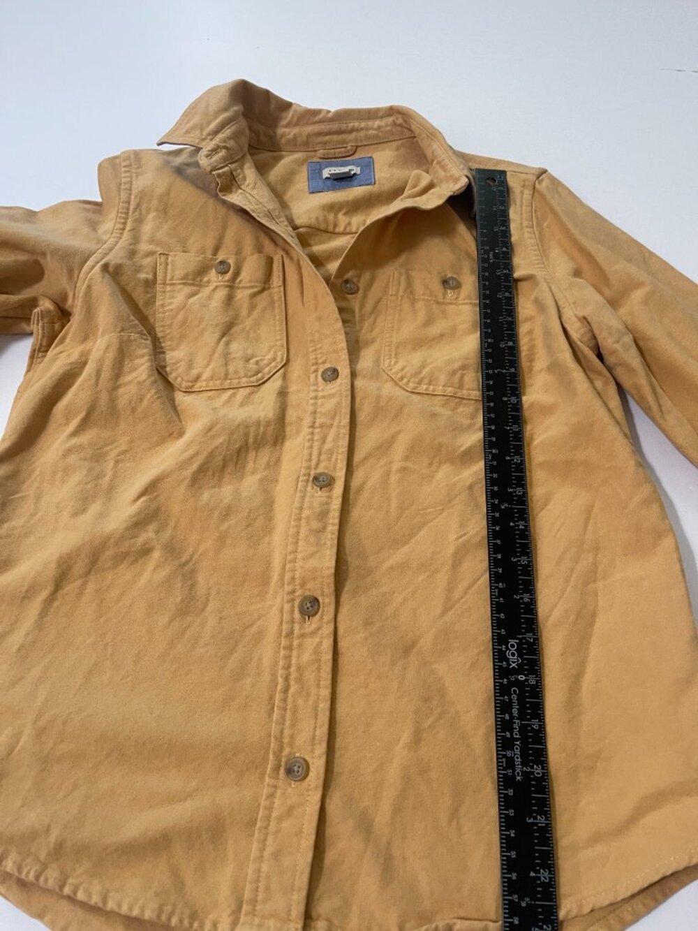 L.L.Bean Chamois Cloth Shirt XS Mustard Yellow Cotton Button Up - Picture 3 of 6